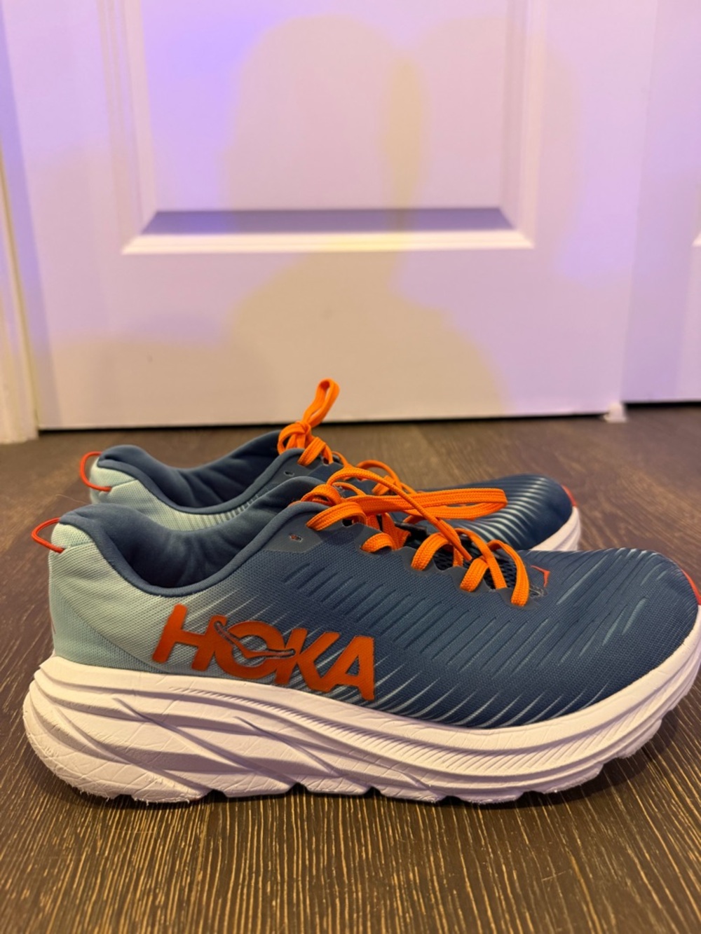Hoka Men's Blue and Orange Running Sneakers